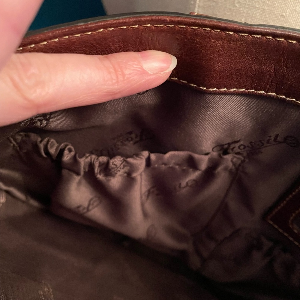 Fossil chocolate brown leather tote - Picture 11 of 16